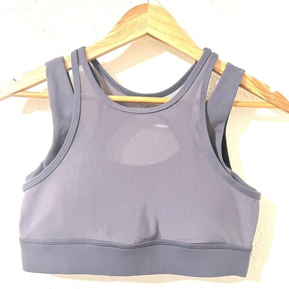 For The Peach Grey Mesh Padded High Support Impact Gym Bra Double Layer Size XL - Picture 4 of 4
